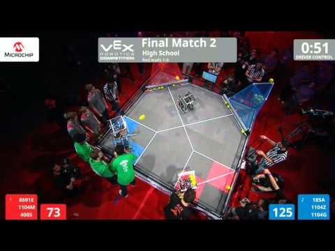 VEX Worlds 2016 - VRC HS Finals - Match 2 (8691E 1104M 400S) 264 vs 283 (185A 1104Z 1104G)