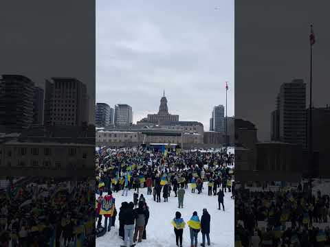 Chrystia Freeland addresses crowd at Toronto rally in solidarity with Ukraine