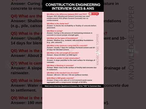 Civil Engineering Interview Questions and Answers | Civil Engineer Interview Questions and Answers
