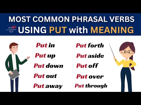 15 most common English Phrasal Verbs Using the word PUT with meaning Example English practice