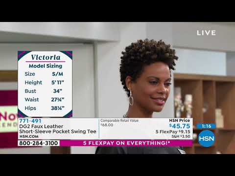 DG2 by Diane Gilman Faux Leather ShortSleeve Pocket Swin...