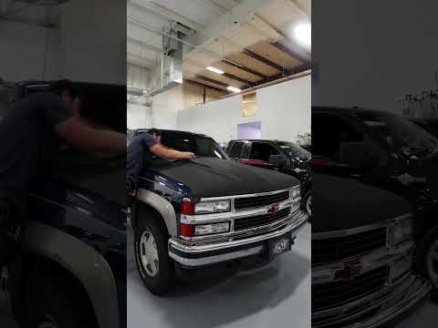 Wrapping the hood of this 1996 Suburban in 3M camo! 🛠️ #camo #wrap #vinylwrap