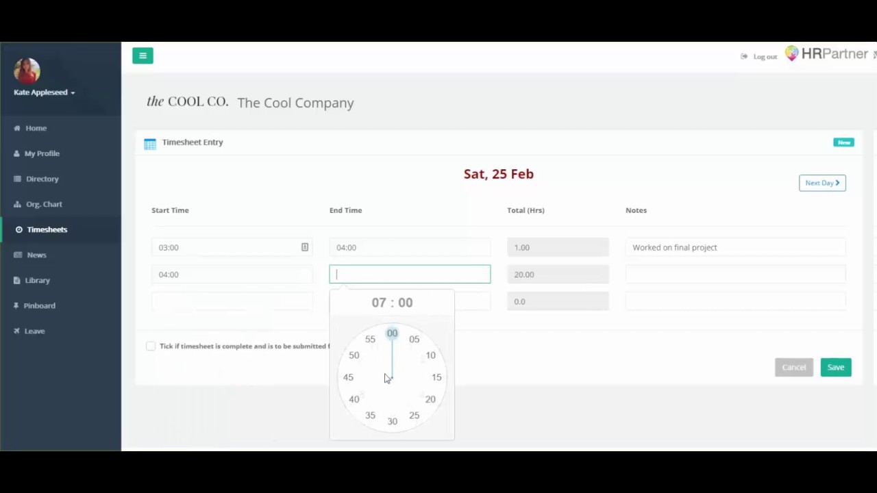 Timesheets for Employees Tutorial - HR Partner