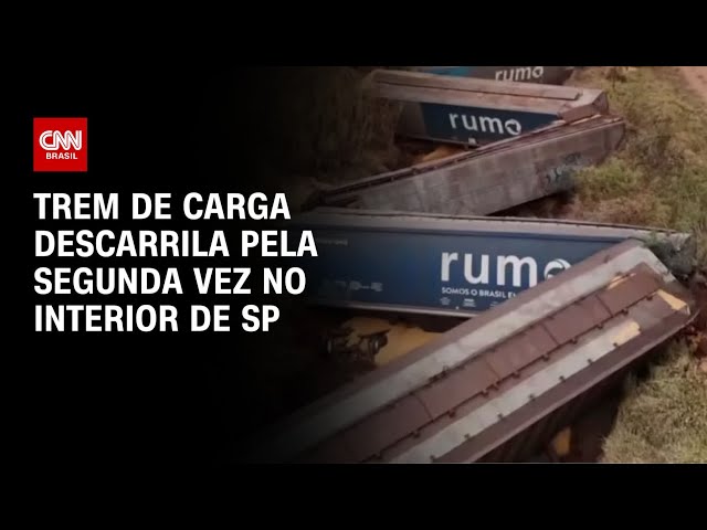 Trem de carga com 30 vagões descarrila pela segunda vez no interior de SP | CNN PRIME TIME