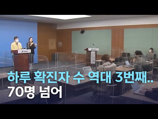 하루 확진자수 역대 3번째..70명 넘어