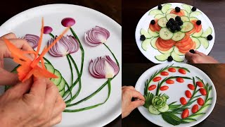 3  Vegetable Plate | Food Decoration | Vegetable Cutting Garnish
