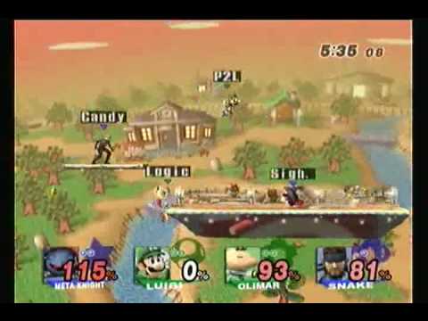 Korn (Metaknight) & Candy (Snake) vs Boss (Luigi) & Logic (Olimar) 2