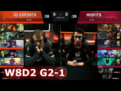 G2 eSports vs Misfits | Game 1 S7 EU LCS Spring 2017 Week 8 Day 2 | G2 vs MSF G1 W8D2