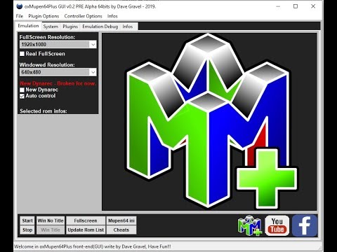oxMupen64Plus front-end(GUI) n64 emulator alpha 64bits build version for Win10 64bits.