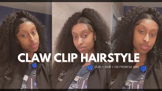 Step By Step Claw Clip Wig Install | Curly Hair + Beginner Friendly
