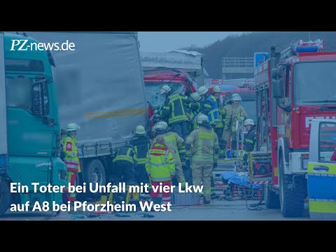 Ein Toter bei Unfall mit vier Lkw auf A8 bei Pforzheim West