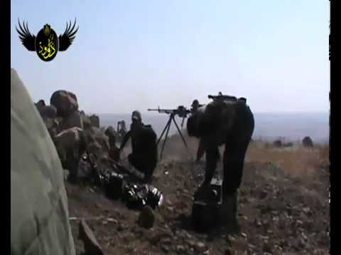 استهداف  قوات النظام برشاش بي كي سي من قبل لواء داوود في مدينة حلب