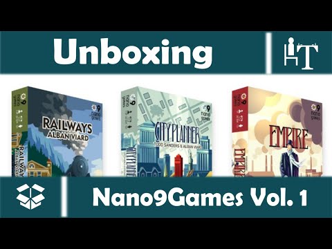 Nano 9 Games Volume 1 - Board Game Unboxing - Railways / Empire / City Planner