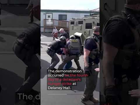 ICE agents use pepper spray on protesters outside detention centre | AJ #shorts