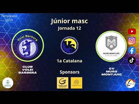 Cv Barberà vs Cv Murs Montjuic, Junior A masculí, J12, 20/12/25, 1a catalana, #Aymibarberà!!