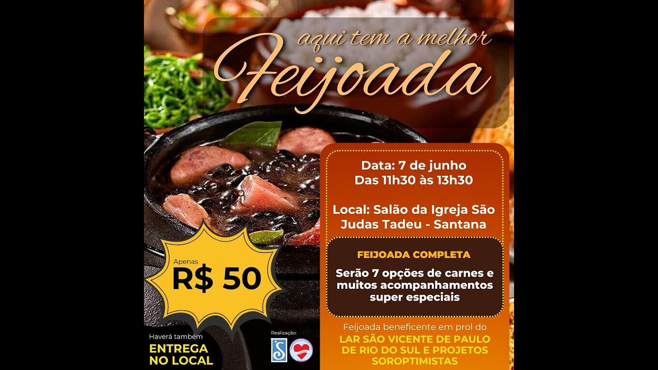XXVII Feijoada Beneficente acontece neste sábado em Rio do Sul