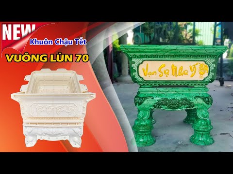 [Khuôn Chậu Tết] KHUÔN CHẬU VUÔNG LÙN 70 (Đa Năng, Chân Liền) - Mua Khuôn Chậu Cảnh Mới Nhất