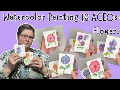 Watercolor Painting 16 ACEO's - Flowers