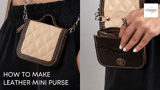 How to Make Designer Mini Leather Purse (Leather Craft Tutorial / Leather Pattern)
