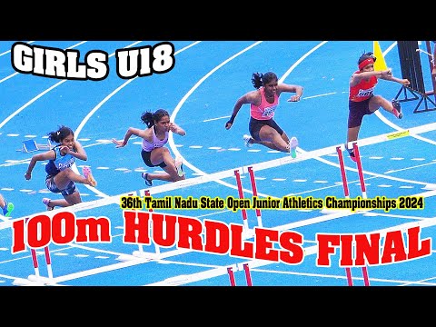100m Hurdles Girls U18 final || 36th Tamil Nadu State Open Junior Athletics Championship 2024