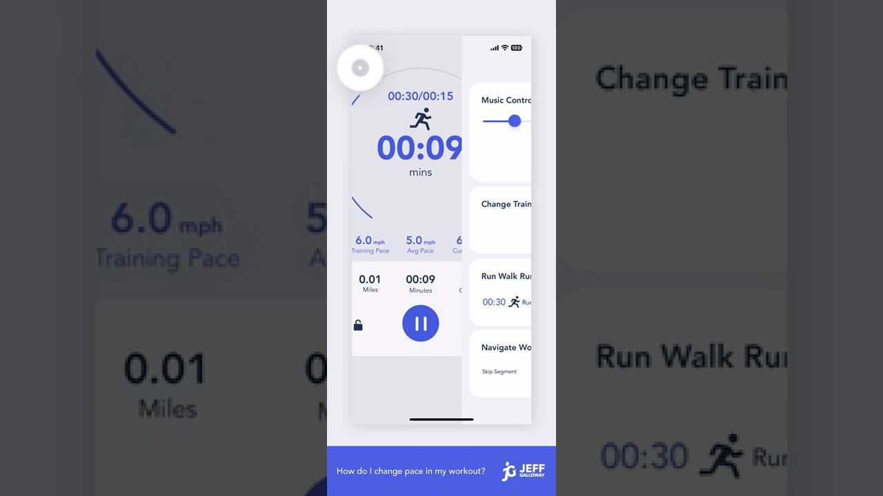 Jeff Galloway App Walkthrough: How to Change Pace in Workout