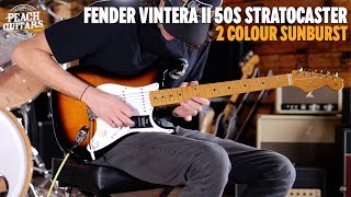Video thumbnail for No Talking...Just Tones | Fender Vintera II 50s Stratocaster | Maple - 2-Colour Sunburst by Peach Guitars
