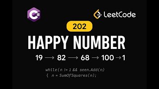 YouTube video 'LeetCode 202: Happy Number | C# Solution | HashSet Cycle Detection'