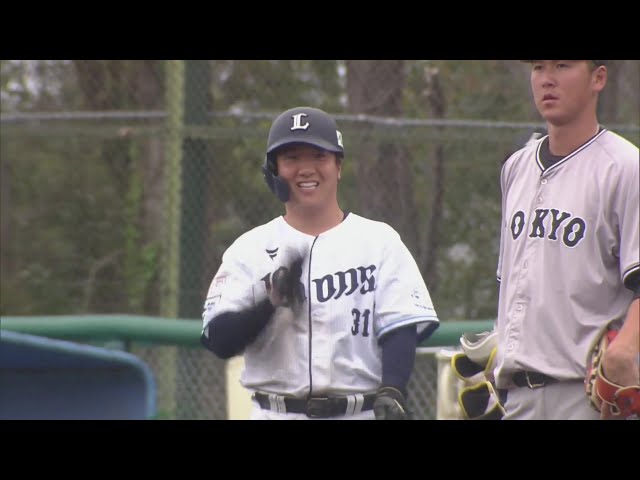 【ファーム】監督の前でアピール!! ライオンズ・平沼翔太 ライト前へ今シーズン初ヒット!!  2024年4月12日 埼玉西武ライオンズ 対 読売ジャイアンツ