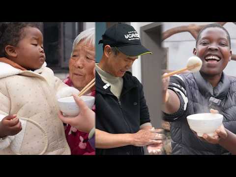 Hubby made the filling & I made the dough ❤️ Sweet rice balls with our big village family!