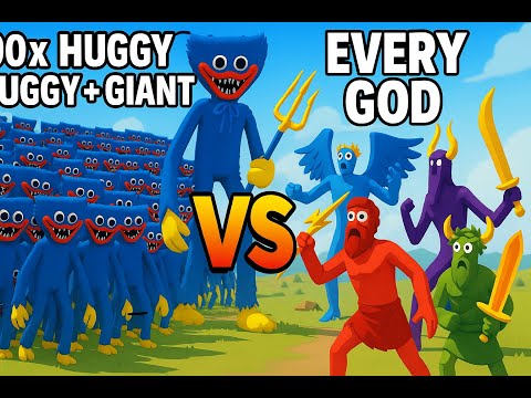 100x Huggy Wuggy + Giant VS Every God! | TABS Epic Battle