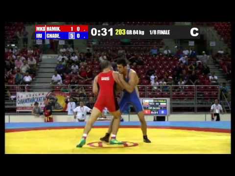 Y.Ghaderian (IRI) vs T.Khamikoev (MKD) 84kg 1/8 Final - GR - 2013 Junior World Championships