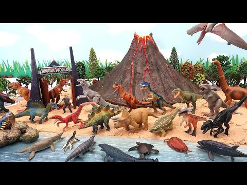 DIY Volcano Island With Jurassic World-2 Dinosaurs! T-Rex, Indominus, BLUE Battle Dino Video