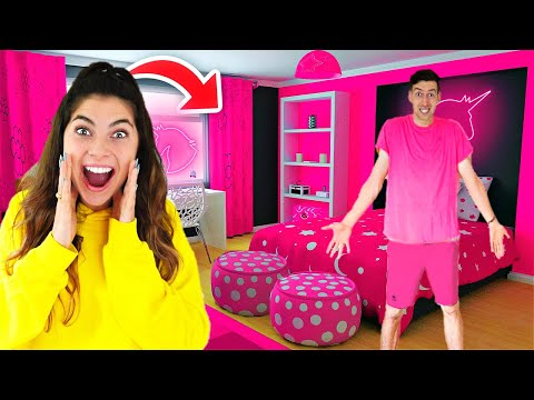 ZIJN KAMER HELEMAAL OMBOUWEN IN HET ROZE! *Hij Had Niets Door* #350