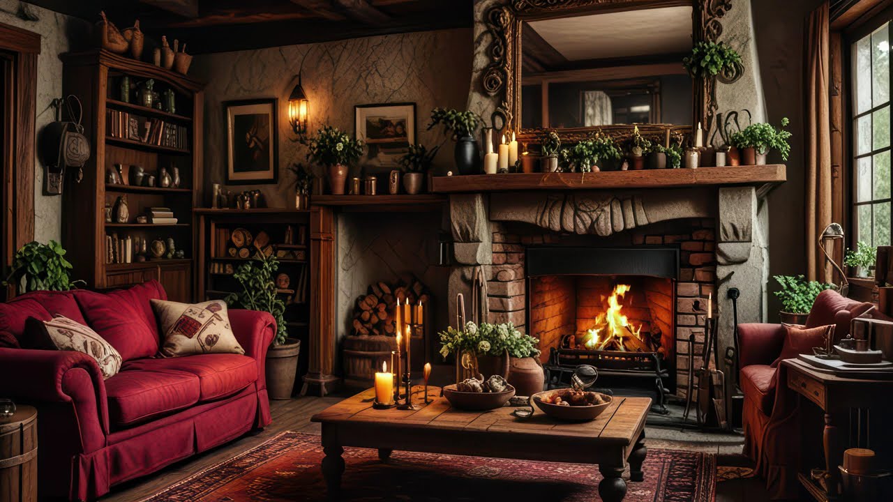 Relaxing Music by Fireplace | Peaceful Piano Music