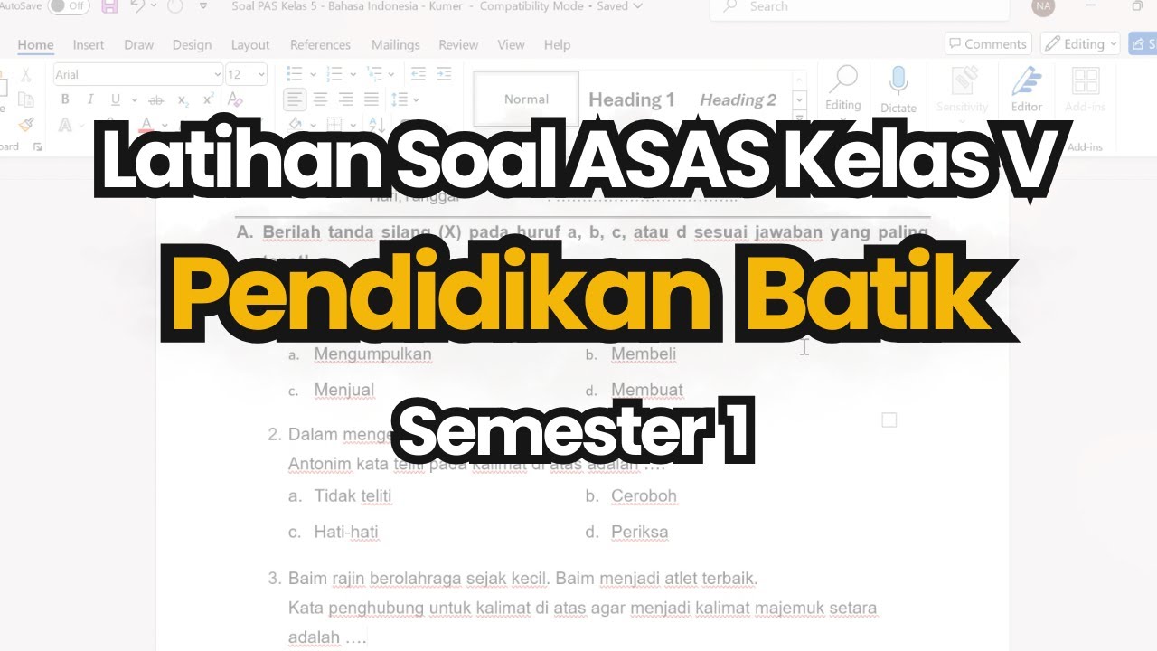 Latihan Soal ASAS Pendidikan Batik Kelas 5 Kurikulum Merdeka