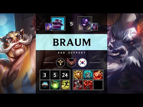 Braum Support vs Alistar - KR Grandmaster Patch 25.17