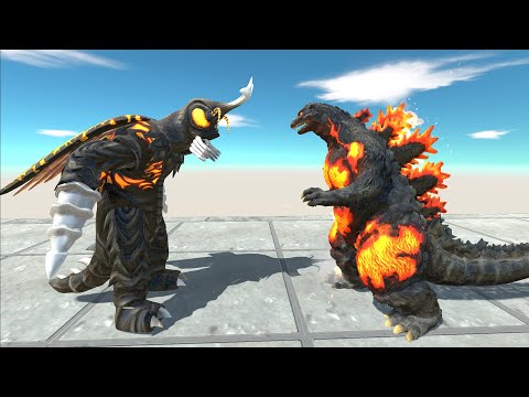 MEGALON VS BURNING GODZILLA DEATH FALL - Animal Revolt Battle Simulator