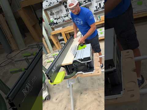Adding the Bow Xtender fence and feather board to the cordless slide saw to trim down some boards