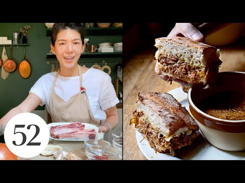 Miso-Stewed Beef French Dip Sandwich | At Home With Us