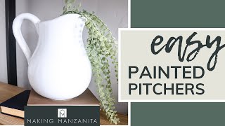 How To Paint Ceramic Pitchers | EASY FARMHOUSE DIY