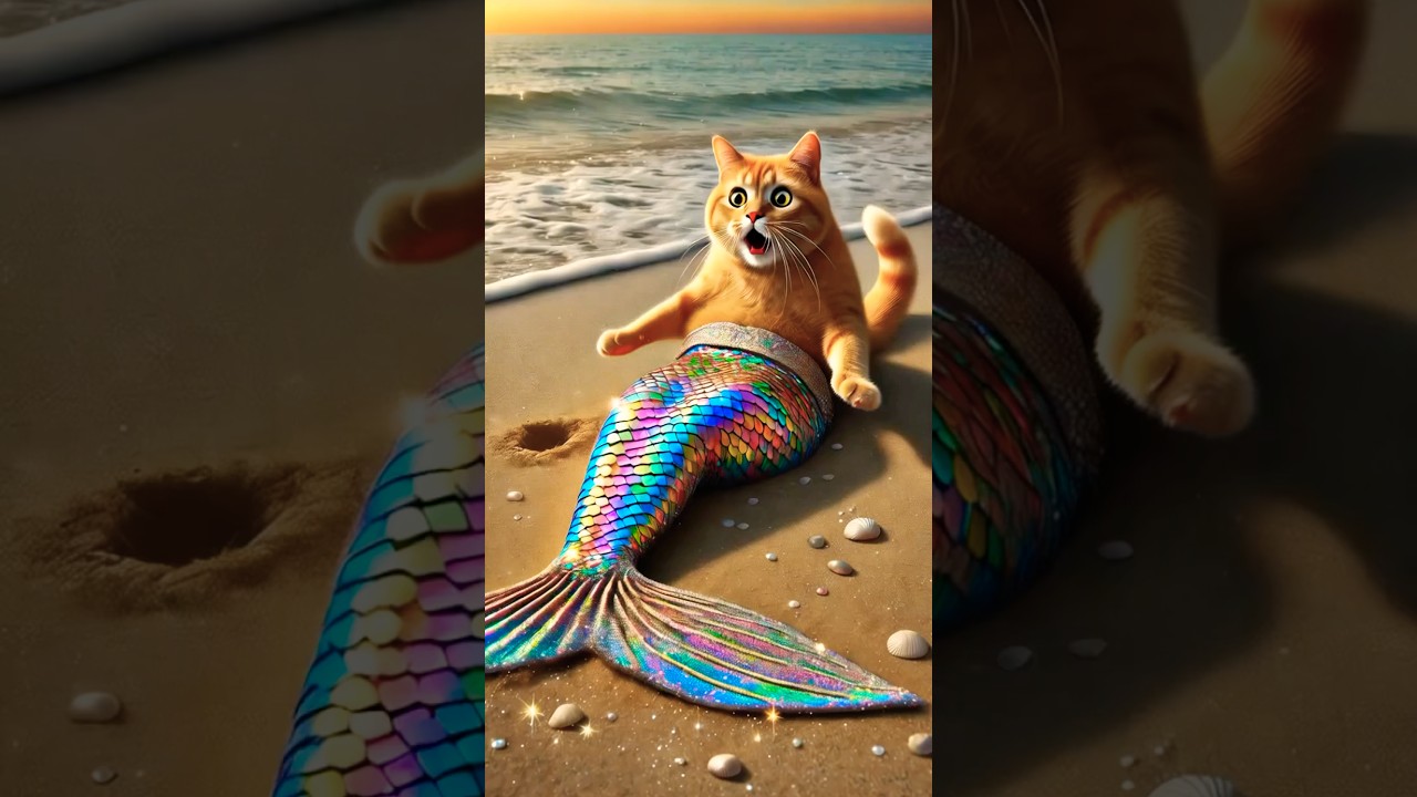 From Cat to Mermaid！🙀🧜‍♀️#cat #cuteanimal #kitten #shorts #catlover #story #cutecat #funny #mermaids