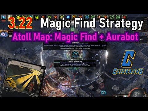 3.22 Magic Find Strategy 👌 Atoll Map Gameplay with Aurabot 🤜🤛 Magic Find Maps (49) - [PoE] Standard