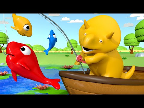 戴诺钓鱼和学习颜色🦕和恐龙戴诺学习👶幼儿教育卡通: Dino Goes Fishing & Learns Colours - Cartoon for Toddlers