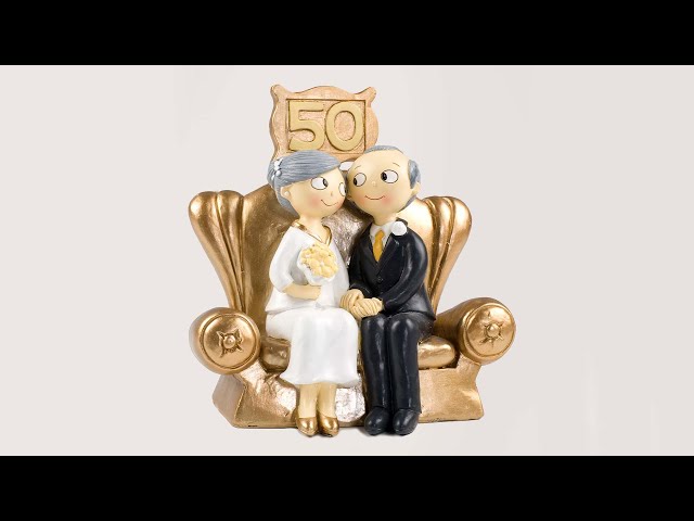 Vídeo relacionado con Mopec Pop & Fun - Figura para Tarta de Bodas de Oro, 50 Aniversario, 16 x 16,5 cm, Color Dorado Oscuro