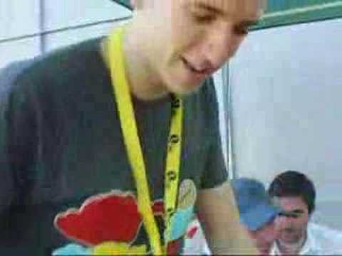 Greg James shows off his own tent at Radio 1's Big Weekend