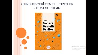 7. Sınıf Türkçe Beceri Temelli Testler 3 TEMA SORU ÇÖZÜMÜ