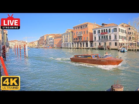 🔴 4K Live Webcam on Grand Canal, Venice - Live Stream from Ristorante Trattoria Povoledo