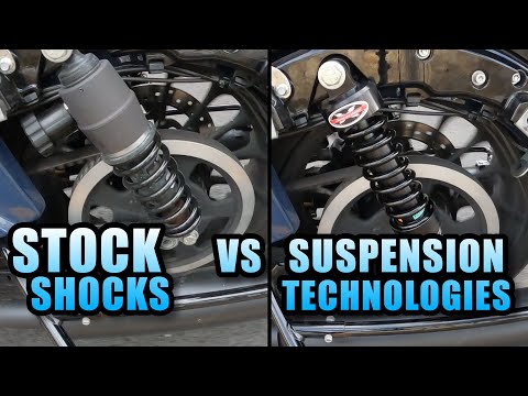 VIDEO COMPARISON of Suspension Technologies versus stock shocks on my Harley Davidson Street glide