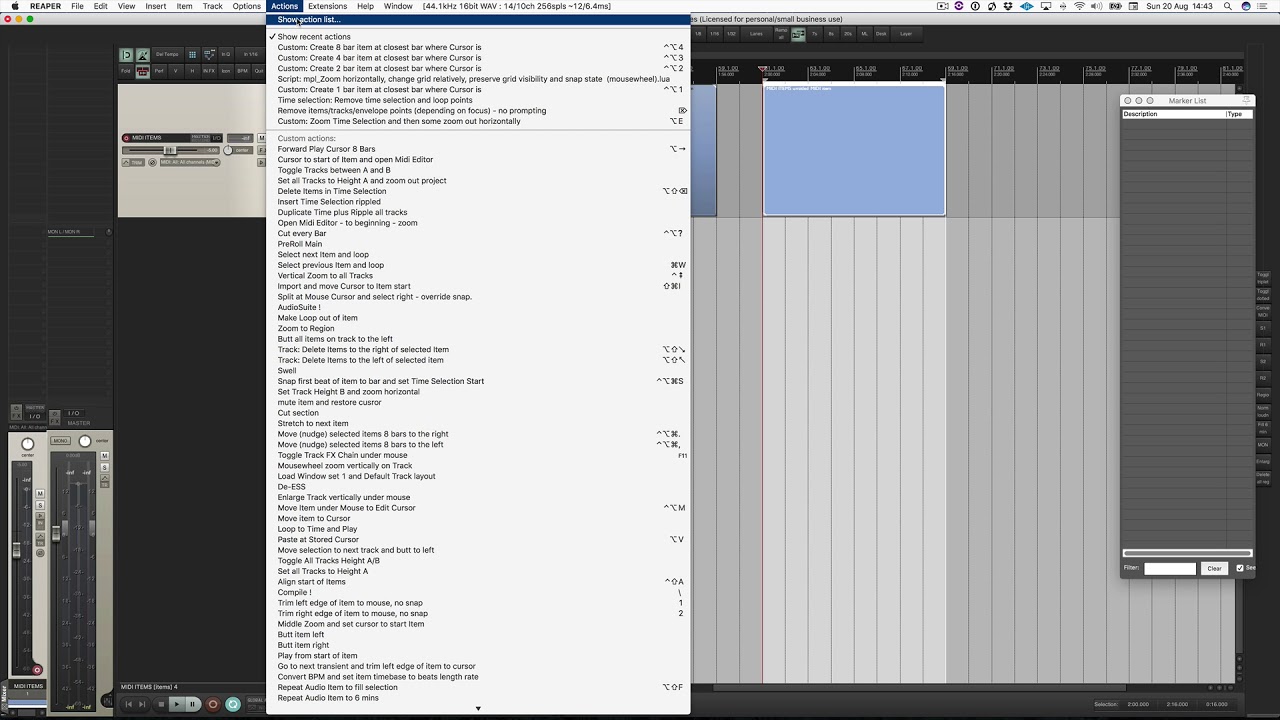 Fast creation of empty MIDI Items of X bar length.