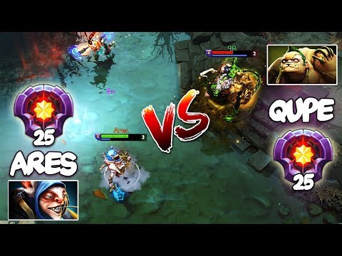 EPIC HERO SPAMMER BATTLE - Qupe LVL 25 Pudge Spammer vs Ares LVL 25 Meepo Spammer - Dota 2 Gameplay